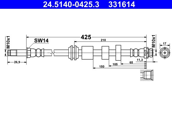 ATE 24.5140-0425.3 Brake Hose