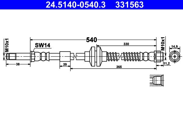 ATE 24.5140-0540.3 Brake Hose