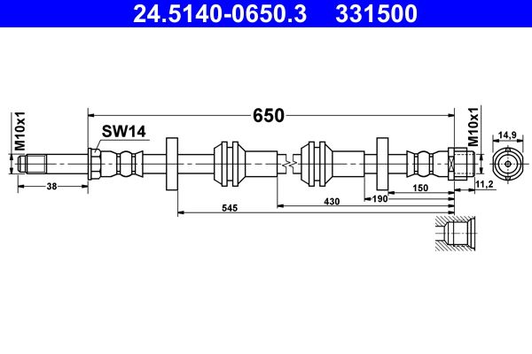 ATE 24.5140-0650.3 Brake Hose