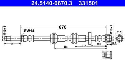 Brake Hose ATE 24.5140-0670.3