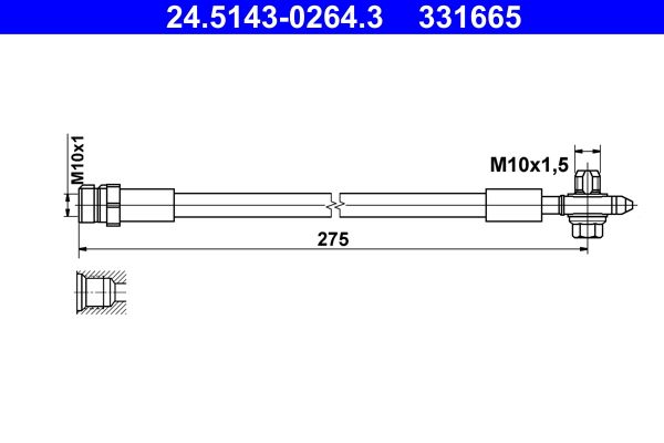 ATE 24.5143-0264.3 Brake Hose