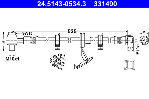 ATE 24.5143-0534.3 Brake Hose