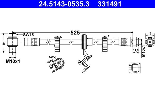 ATE 24.5143-0535.3 Brake Hose