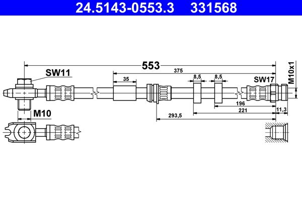 ATE 24.5143-0553.3 Brake Hose