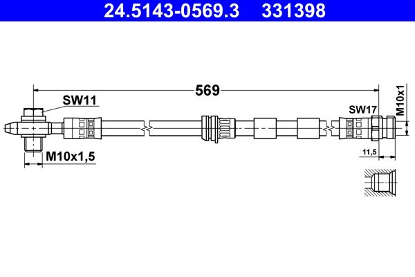 ATE 24.5143-0569.3 Brake Hose