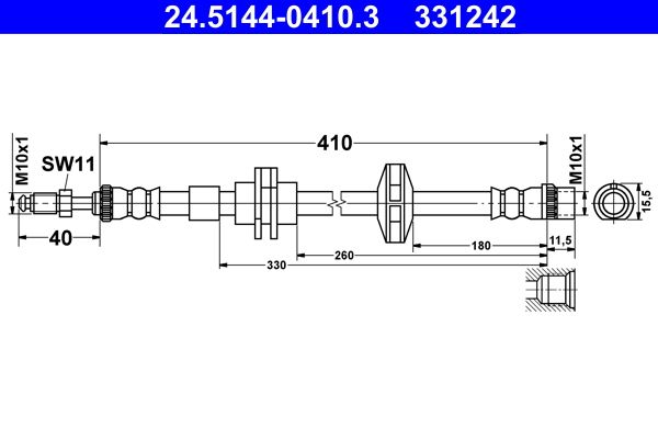 ATE 24.5144-0410.3 Brake Hose
