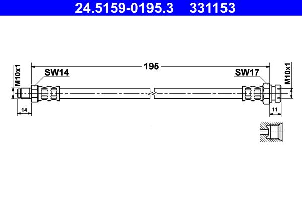 ATE 24.5159-0195.3 Brake Hose