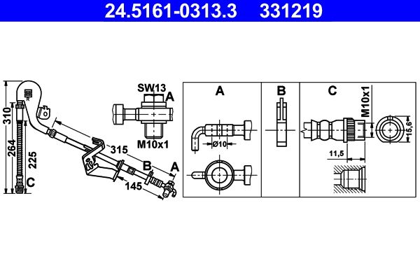 ATE 24.5161-0313.3 Brake Hose