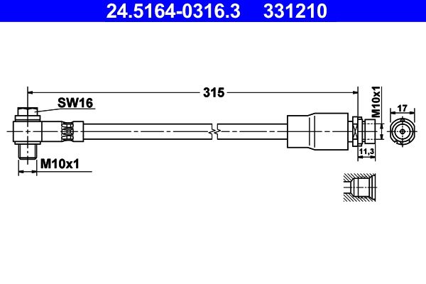 ATE 24.5164-0316.3 Brake Hose