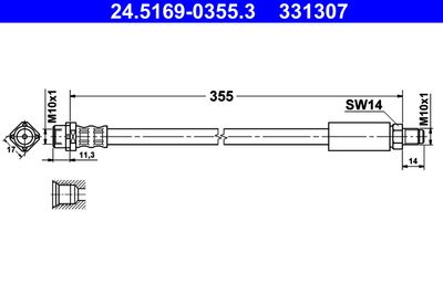 Brake Hose ATE 24.5169-0355.3