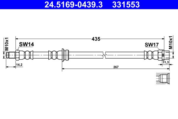 ATE 24.5169-0439.3 Brake Hose