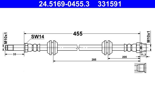 ATE 24.5169-0455.3 Brake Hose