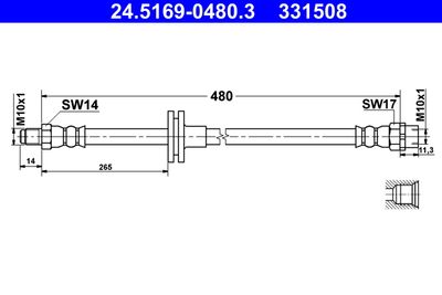 Brake Hose ATE 24.5169-0480.3