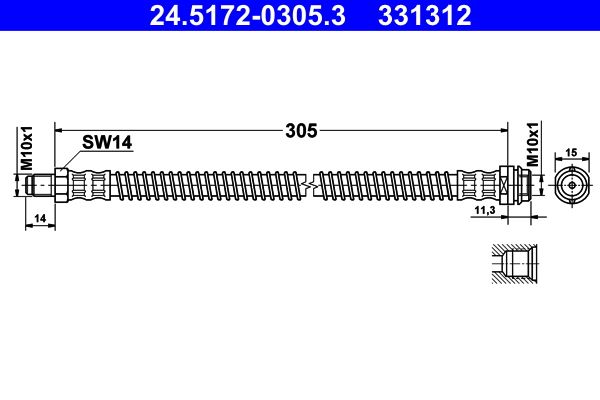 ATE 24.5172-0305.3 Brake Hose