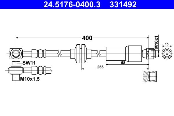 ATE 24.5176-0400.3 Brake Hose