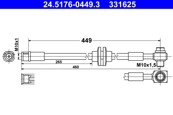 ATE 24.5176-0449.3 Brake Hose