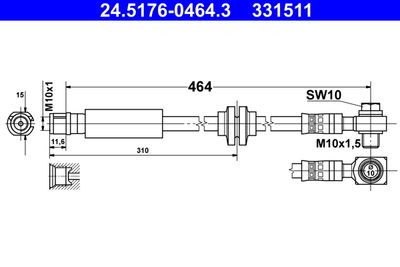 Brake Hose ATE 24.5176-0464.3