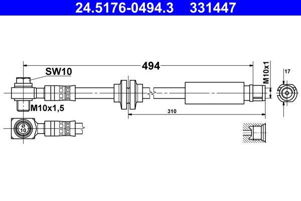 ATE 24.5176-0494.3 Brake Hose