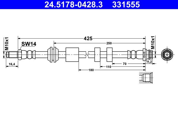 ATE 24.5178-0428.3 Brake Hose