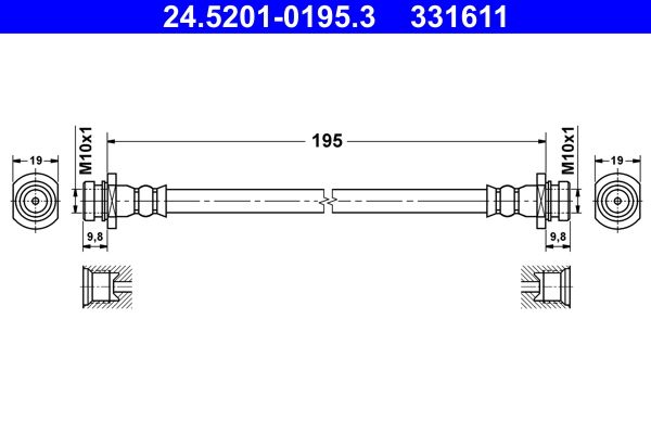 ATE 24.5201-0195.3 Brake Hose