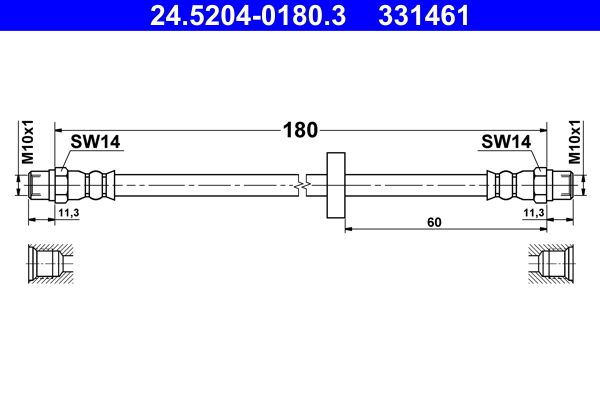 ATE 24.5204-0180.3 Brake Hose
