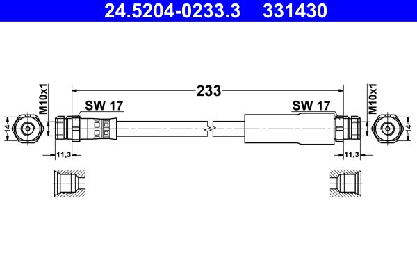 ATE 24.5204-0233.3 Brake Hose