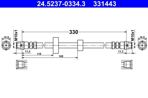 ATE 24.5237-0334.3 Brake Hose