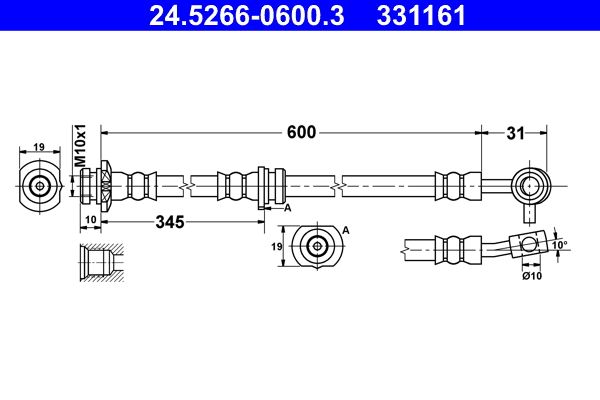ATE 24.5266-0600.3 Brake Hose
