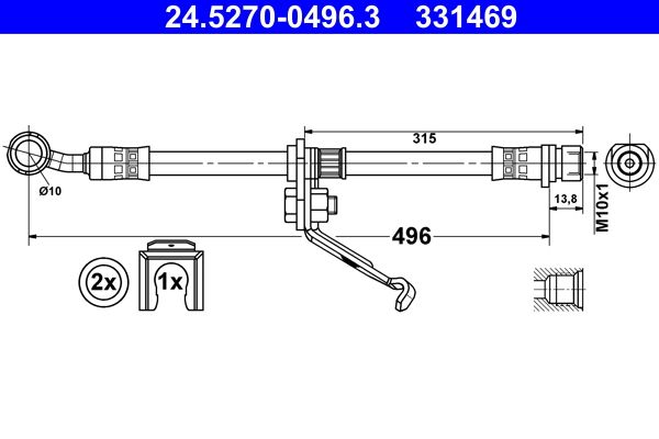 ATE 24.5270-0496.3 Brake Hose