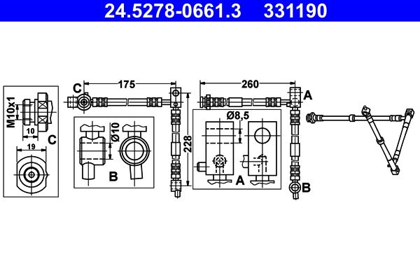 ATE 24.5278-0661.3 Brake Hose