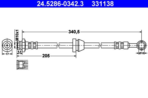 ATE 24.5286-0342.3 Brake Hose
