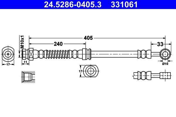 ATE 24.5286-0405.3 Brake Hose