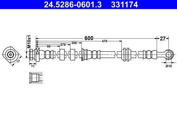 ATE 24.5286-0601.3 Brake Hose