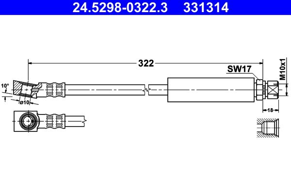 ATE 24.5298-0322.3 Brake Hose