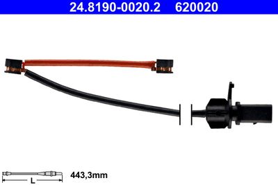 Warning Contact, brake pad wear ATE 24.8190-0020.2
