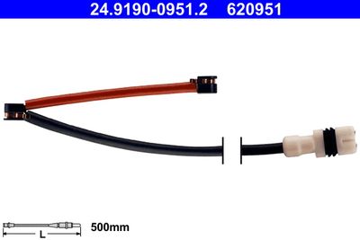 Warning Contact, brake pad wear ATE 24.8190-0951.2