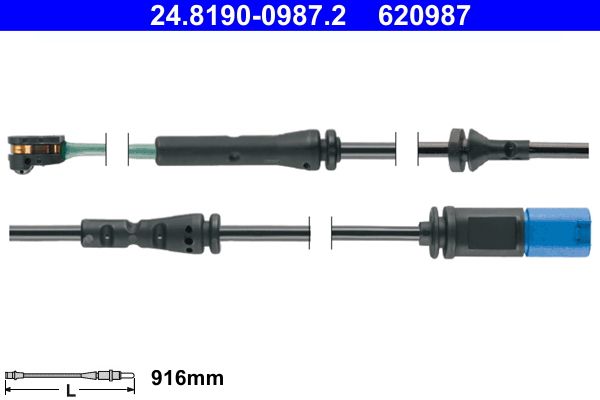 ATE 24.8190-0987.2 Warning Contact, brake pad wear