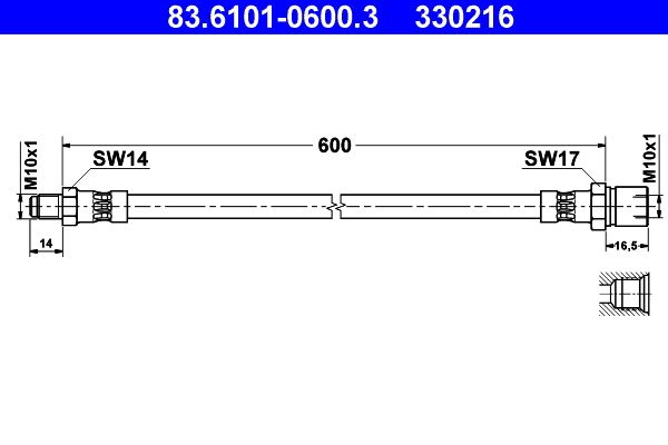 ATE 83.6101-0600.3 Brake Hose