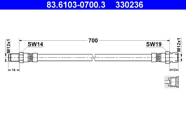 ATE 83.6103-0700.3 Brake Hose