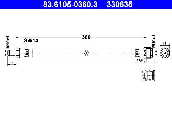 ATE 83.6105-0360.3 Brake Hose