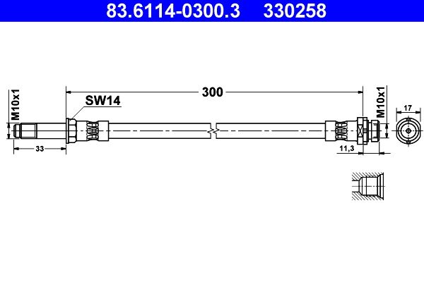 ATE 83.6114-0300.3 Brake Hose