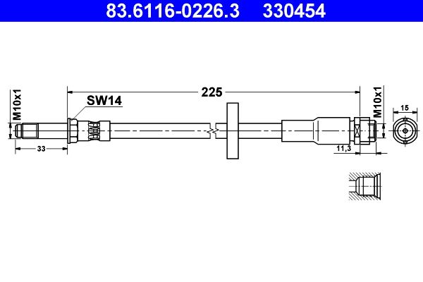 ATE 83.6116-0226.3 Brake Hose