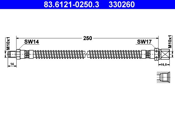 ATE 83.6121-0250.3 Brake Hose