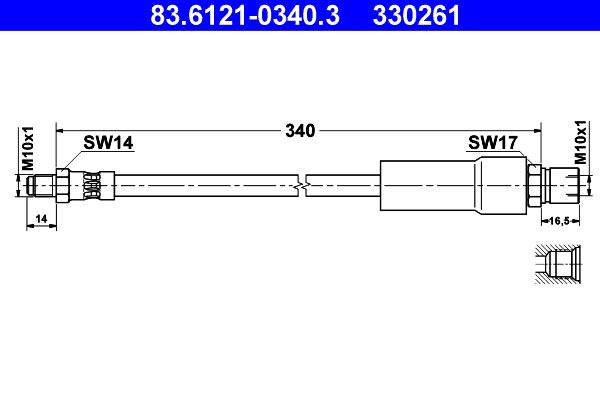 ATE 83.6121-0340.3 Brake Hose