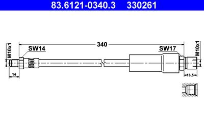 Brake Hose ATE 83.6121-0340.3