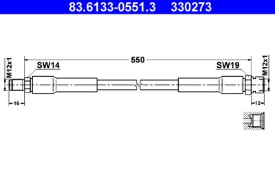 Brake Hose ATE 83.6133-0551.3