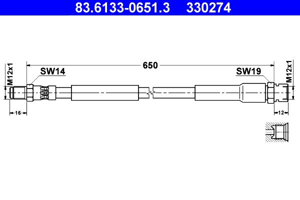 ATE 83.6133-0651.3 Brake Hose