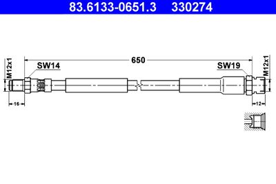 Brake Hose ATE 83.6133-0651.3