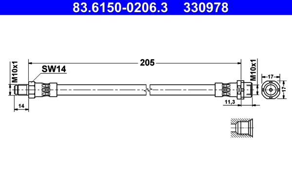 ATE 83.6150-0206.3 Brake Hose