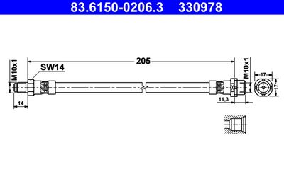 Brake Hose ATE 83.6150-0206.3